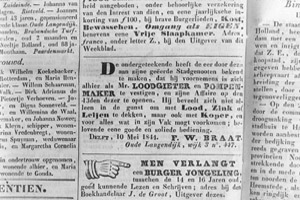 De oprichtingsadvertentie in de Delftsche Courant, 1844